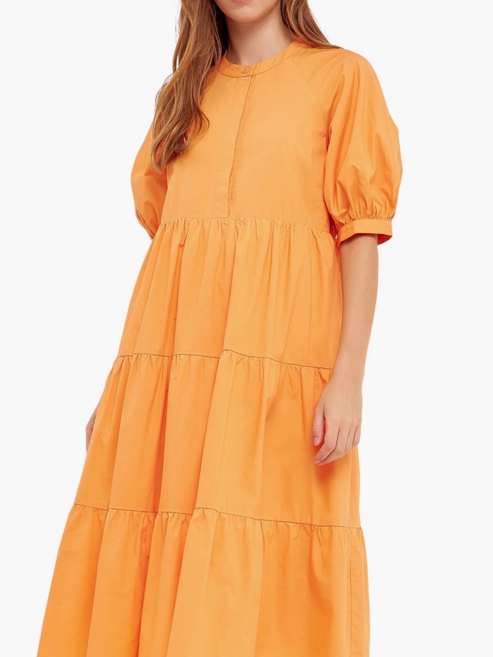English Factory Bright Orange Tiered Midi Dress